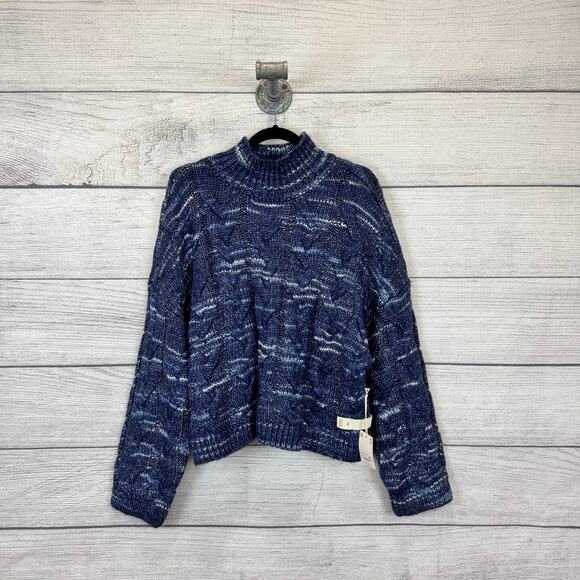A New Approach Plus Size Blue Thick Knit Mock Neck Sweater Size XXL - Picture 1 of 7